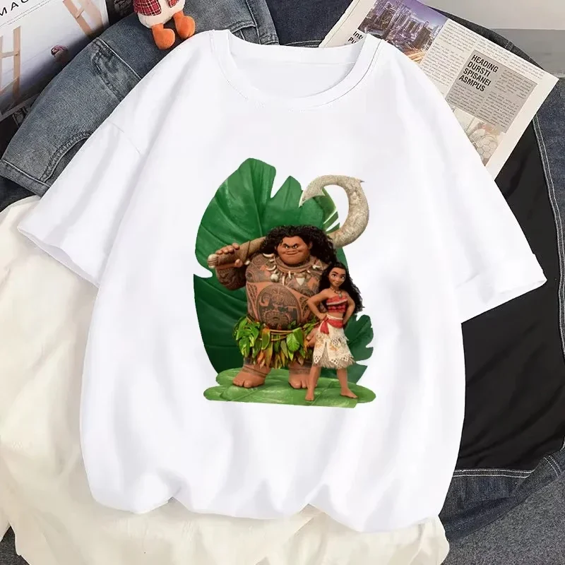

Moana Ocean Romance Princess Printed T-shirt Disney Cartoon Tshirt Summer Women Casual Short SleevesT Shirt Harajuku Tees Tops
