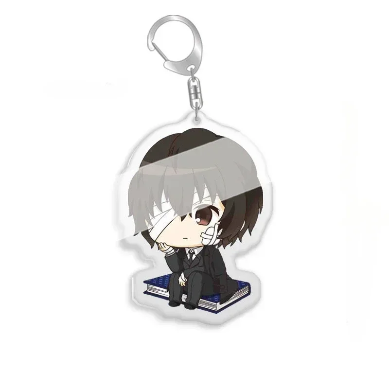 Anime Bungo Stray Dogs Dazai Osamu Keychain Nakajima Atsushi Edogawa Rampo Cute Keyring Bag Accessories Baji Decoration