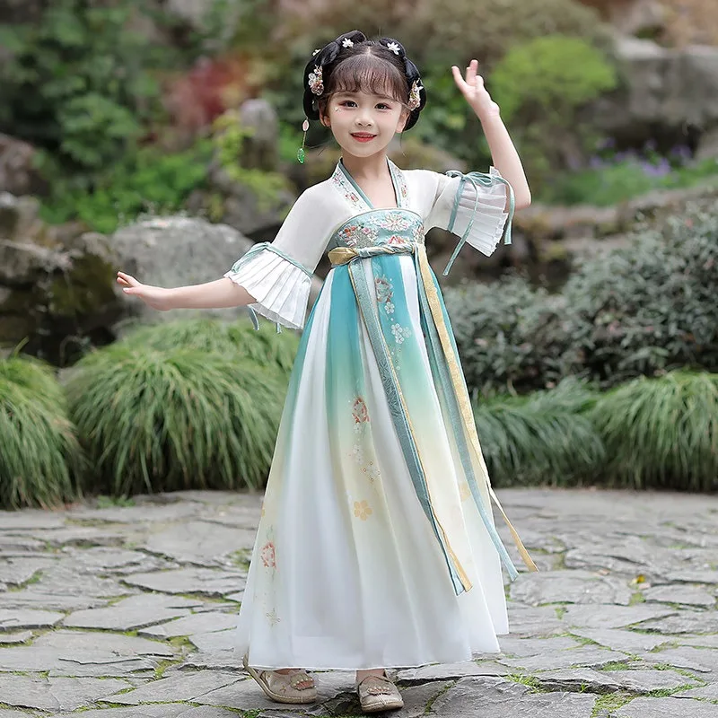 Children Clothing Girl Dress Chinese Hanfu Vintage Harajuku Ethnic Style Fairy Party Cosplay Performance Costume Kids Clothes