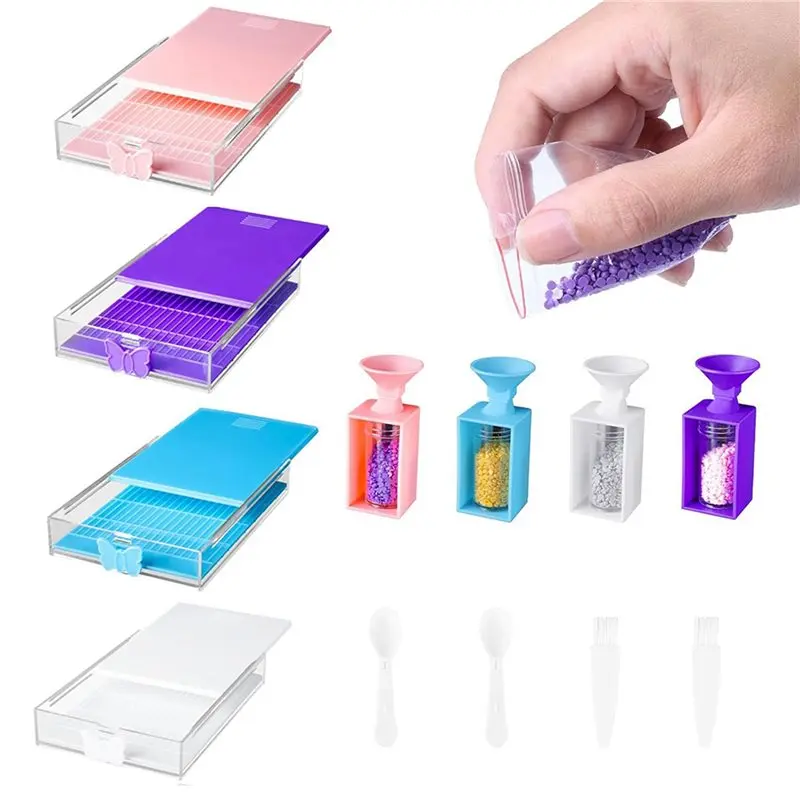 24-Pack Trabricks صواني فنية ماسية قابلة للتكديس مع أغطية، مجموعات فنية للرسم الماسي للبالغين للحرف الفنية DIY E