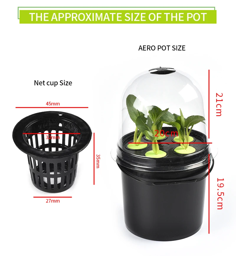 水耕栽培コンテナ 8ネットカップ根育苗ポット エアロポニックバケット クローンバケット 水耕栽培システム 室内用