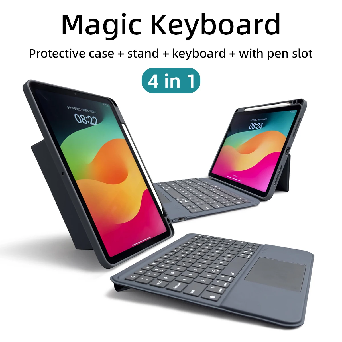 

Magic Keyboard Case For iPad Pro 12.9 Pro 6th 5th 4th 3rd With Wireless Backlit Bluetooth keyboard Magnetic separation Cover