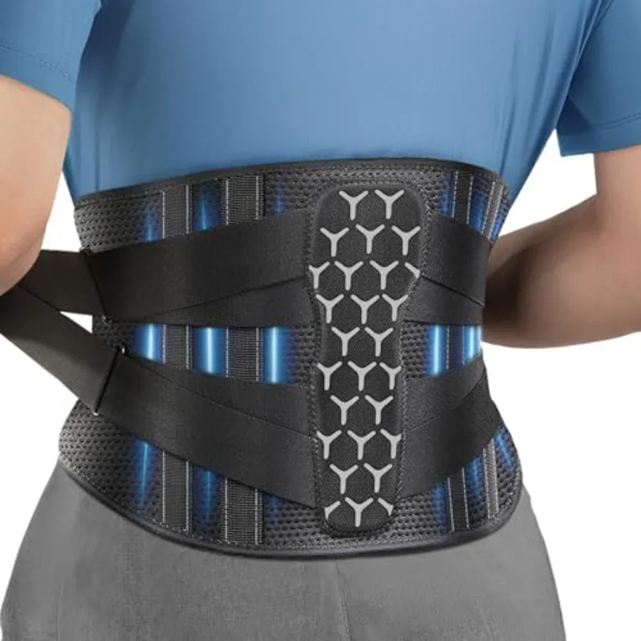 Back Brace for Lower Back Pain Women Men Ergonomic Back Support Brace with Lumbar Pad Adjustable Straps and Soft Breathable Mes