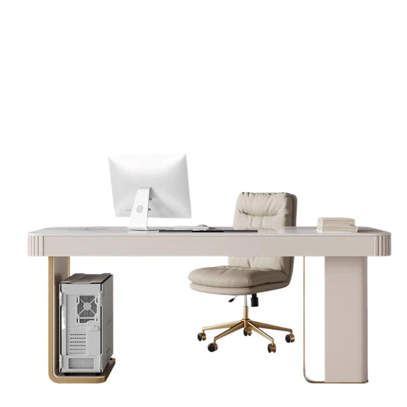 

Computer desk Italian light luxury modern simple rock slab surface high-end household desk desktop can be placed host