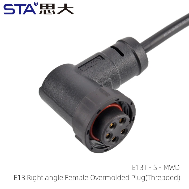 E13 Straight Male And Female Field Overmoulded Plug Mating Plug Threaded Installable Plug Waterproof IP67 Connector