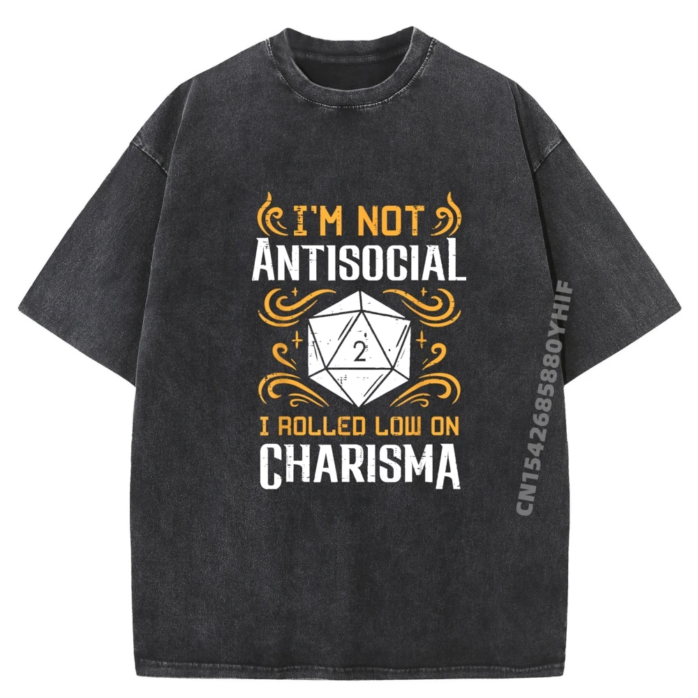 

Not Anti Social Low Charisma Funny Rpg Gamer Men Boys Kids Funny Shirt Mens Gifts Mens Washed Funky Tshirts