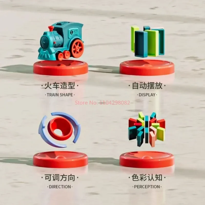 Nieuwe Domino Trein Automatische Legging Kleurrijke Domino Set Baksteen Blokken Kits Ouder-kind Spel Educatief Speelgoed Kid'S Verjaardagscadeau