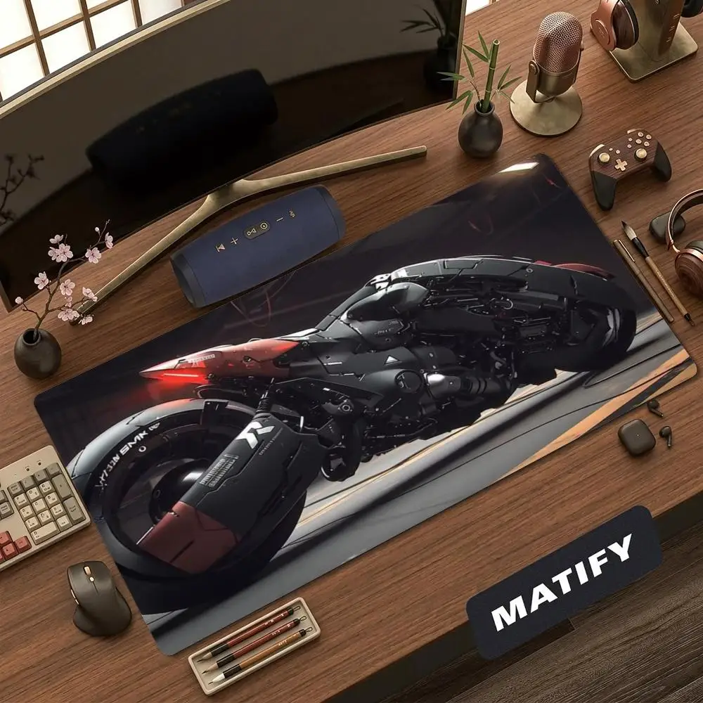 Cyberpunk Racing XXL Gaming Mouse Pad Deskmat Non-Slip Rubber Keyboard Table Mat Modified Motorcycle Pc Gaming Desk Mats Gamer