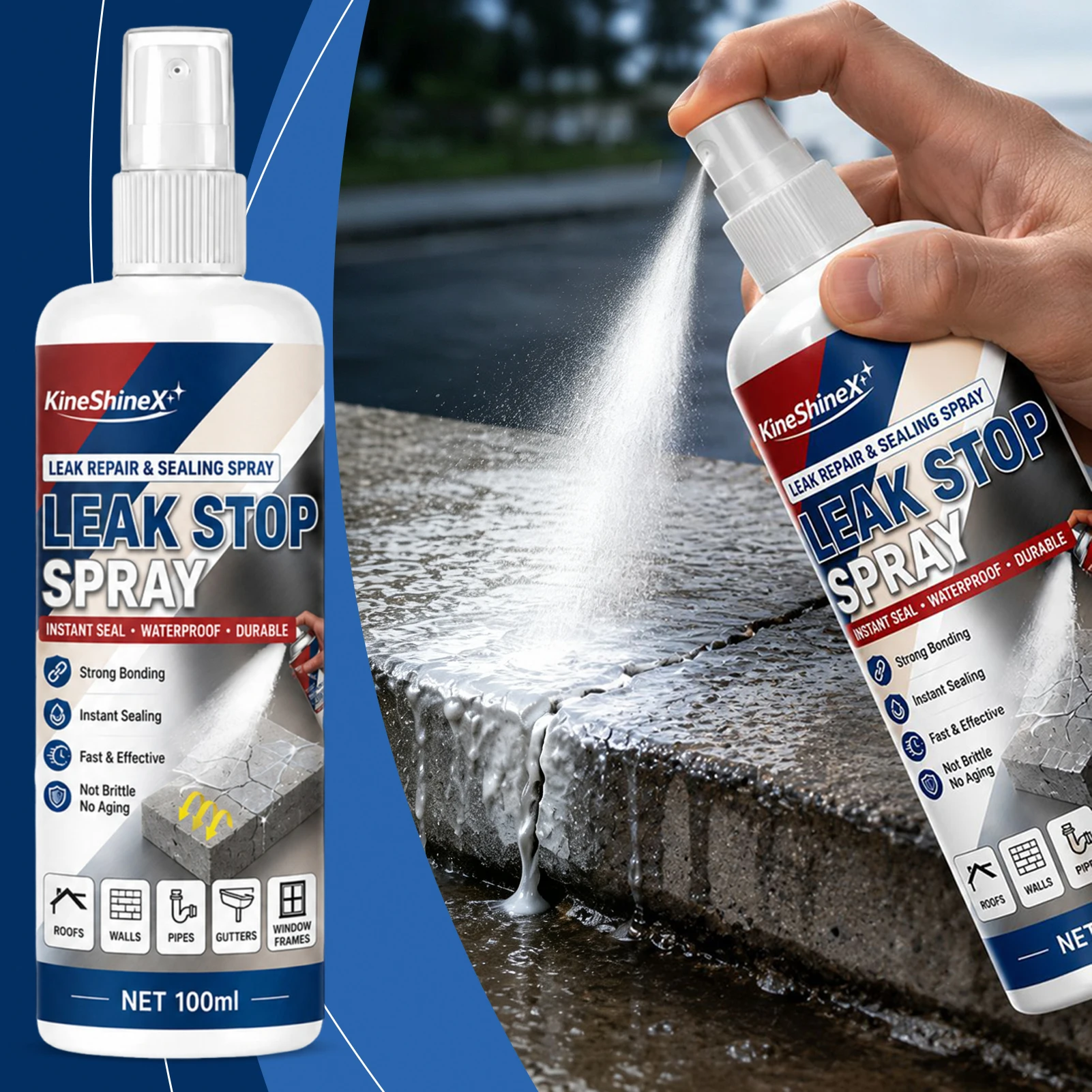 Leaks Stop Waterproof Spray Waterproof Sealant Spray for Leaky Pipes,Drains,Window Roofs Tiles Wall Sealant Spray Home Tools