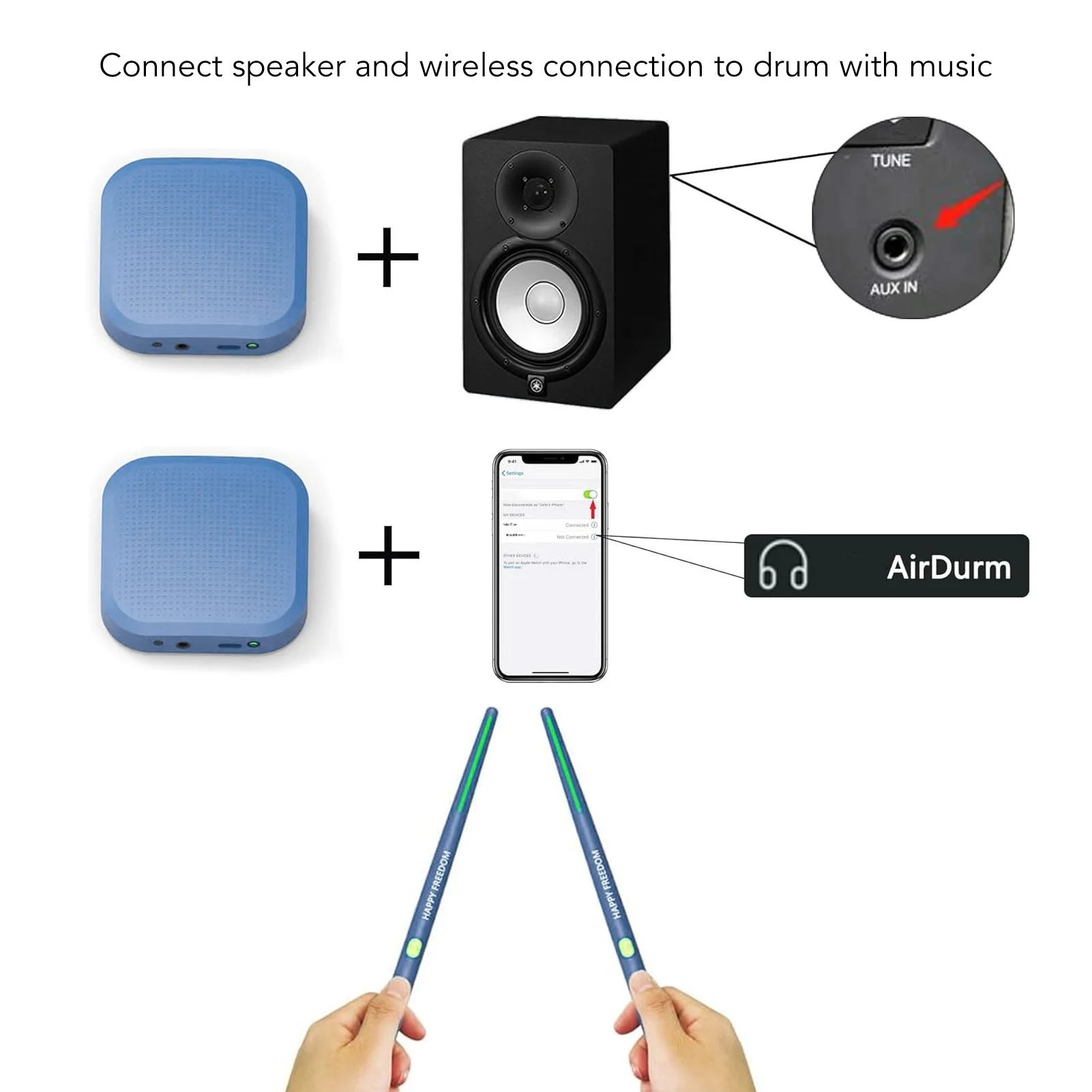 Electric   Set Noiseless Lifelike Lightweight 3D Motion Sensing Portable RGB Virtual Drumsticks Kit for Kids for Travel