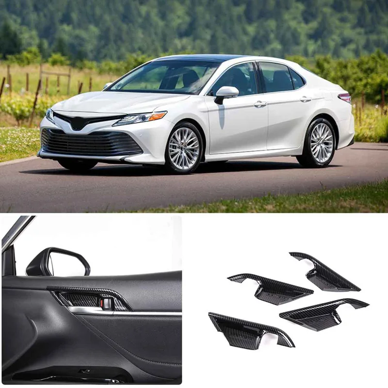 

For 2018-2021 Toyota 8th Generation Camry ABS Carbon Fiber Car Inside Door Handle Bowl Cover Sticker Car Interior Accessories