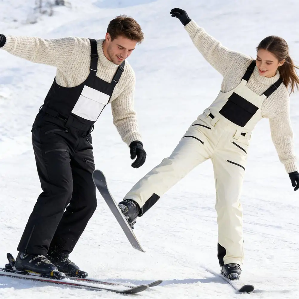 بدلات رياضية للثلج للرجال والنساء، بدلة قفز بحزام قابل للتعديل، سترة دافئة قابلة للتعديل، ملابس رياضية للتزلج في الهواء الطلق