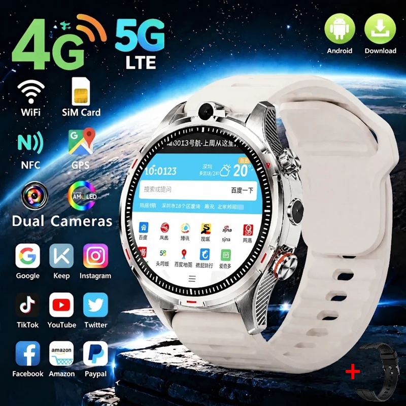 H12 4G Full Network Smart Watch1.6-inch AMOLED Screen Rotating HD Camera SIM Card Bluetoot Calling GPS WiFi Smartwatch for Men
