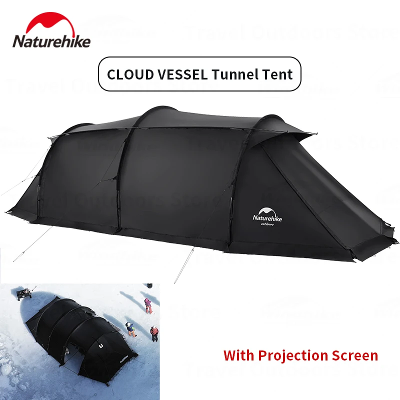 

Naturehike CLOUD VESSEL Tunnel Tent 4-6 Persons 4 Seasons Waterproof Tent Large Lobby With Projection Screen for Camping Outdoor