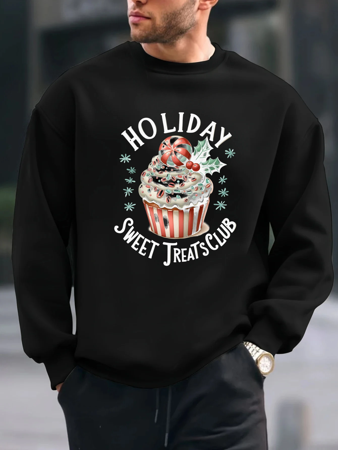

2025 ce cream cone graffiti print tops Spring And Autumn Men T Shirt Long Sleeve Casual Christmas Party Cotton Shirt y2k t shirt