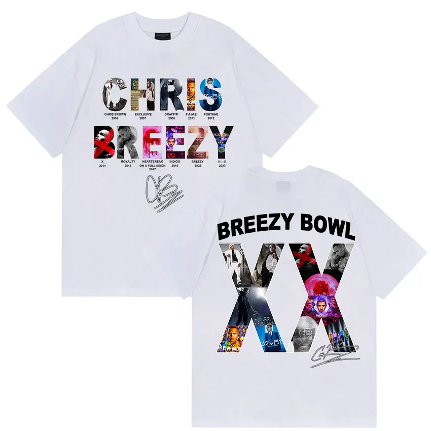 محدودة كريس براون بريزي السلطانية XX جولة 2025 ميرش تي شيرت الراب القوطية ريترو الهيب هوب الملابس تي شيرت الرجال المتضخم القطن تيز