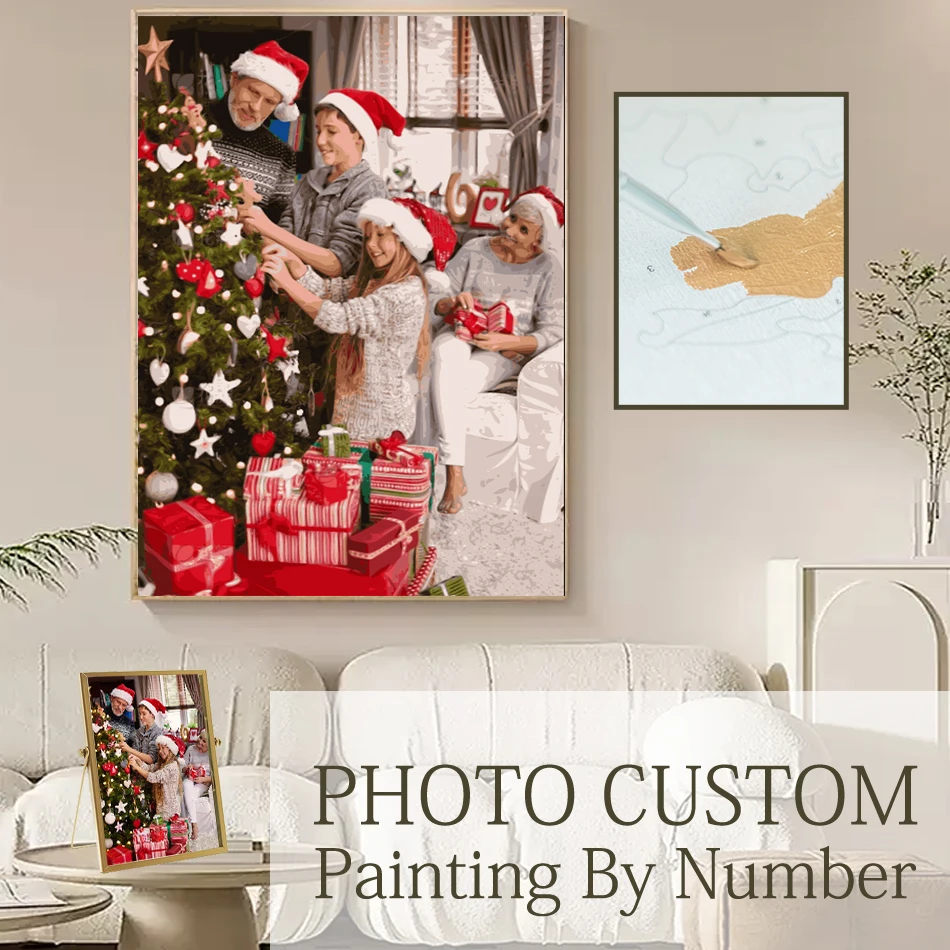 

PhotoCustom Christmas Painting On Numbers Personalized Photos Diy Customized Ersonalized Art Gift for Precious Memories DIY Port