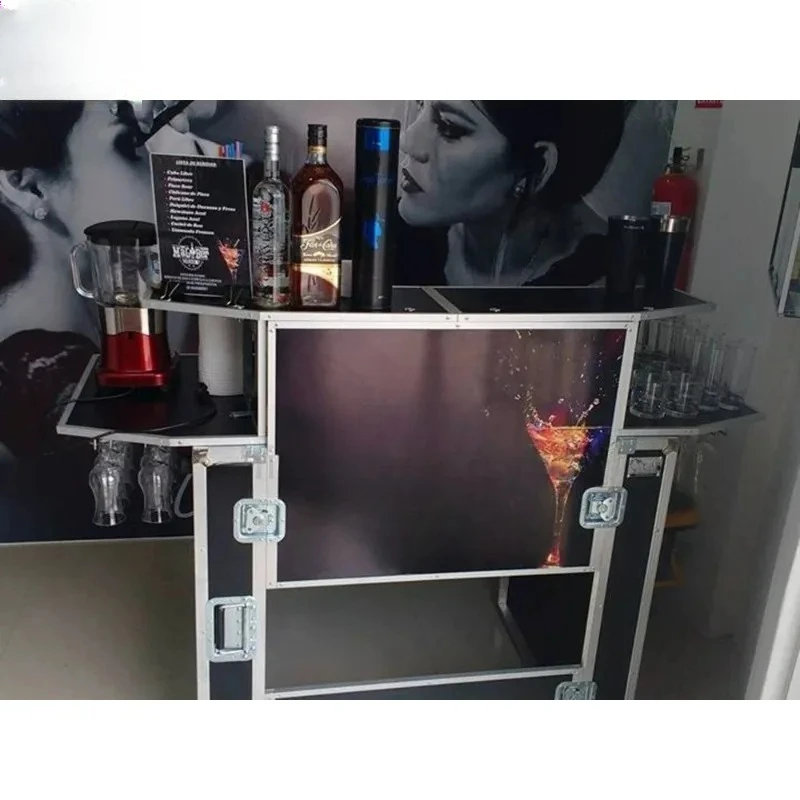 Foldable Portable Mobile Bar European And American Style Outdoor Cocktail Flight Case for Party And Travel