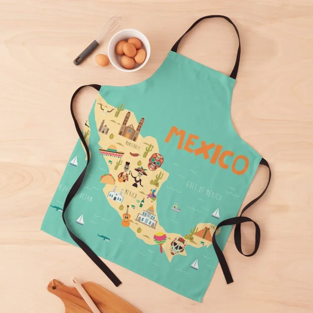 

MEXICO illustrated map Apron Children'S Customizable Apron