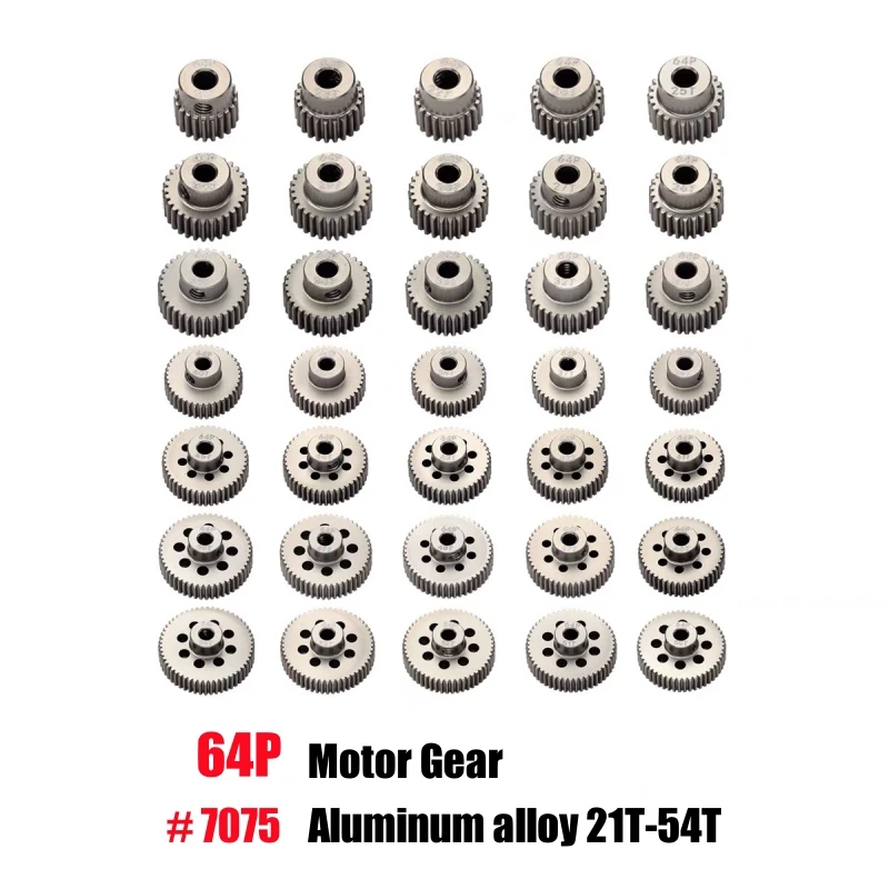 

64P Metal Motor Gear 21T-54T 7075 Aluminum Hardening Treatment For 1/10 Flat Road Vehicle RC Car Parts