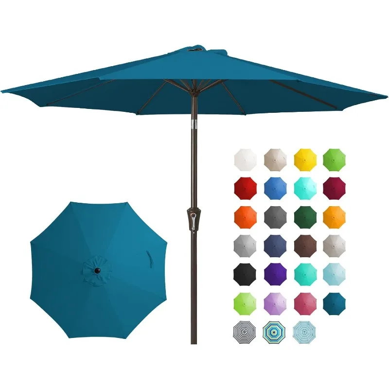 9FT Outdoor Patio Umbrella Outdoor Table Umbrella with Push Button Tilt and Crank