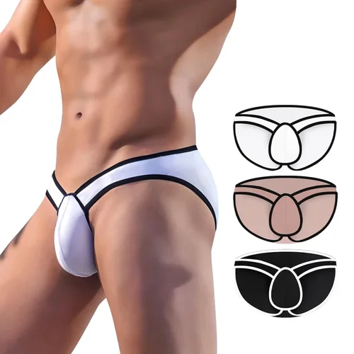 Imagen 2 del producto Fashion men's underwear, cool, soft and breathable U-convex, solid color, low-rise sports briefs AD7105
