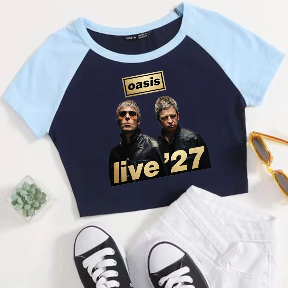 Oasis Live 27 UK And EU Tour 2027 Crop Raglan Tee Concert Hip Hop Streetwear Crop Tee