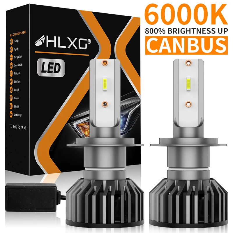 

HLXG H7 H4 Светодиодная фара 5570 CSP Canbus K5C H1 H11 H8 HB3 HB4 9005 9006 Вилка 6000K 12V Автомобильная светодиодная противотуманная фара Медная трубка 2 шт.