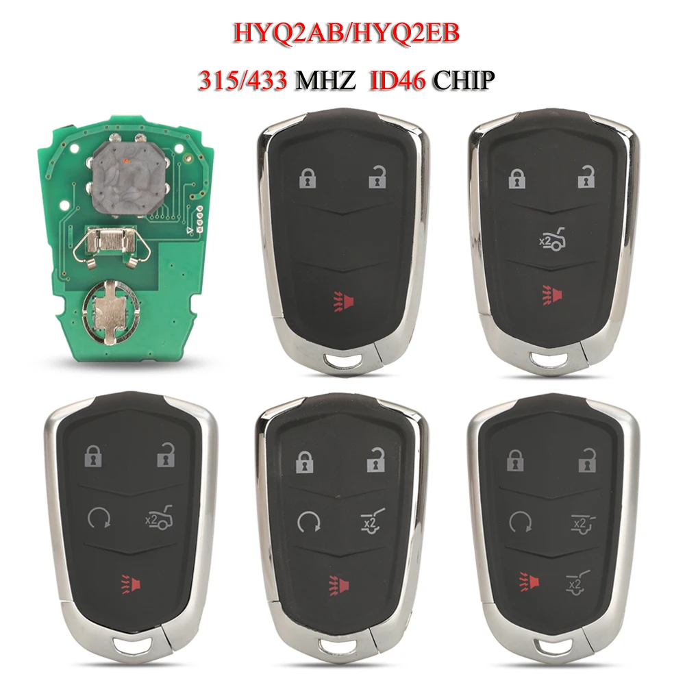 jingyuqin HYQ2AB HYQ2EB Remote Smart Car Key For Cadillac Escalade ESV ATS CTS SRX XTS 315/433MHZ ID46 PCF7937E 3/4/5/6 Buttons