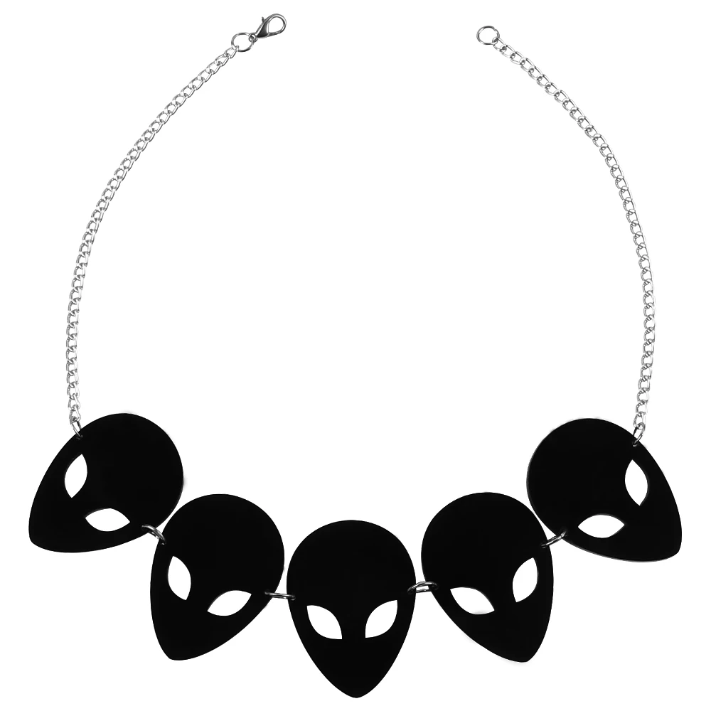 FishSheep Acrylic Alien UFO Short Choker Necklace for Girl Punk Geometric Collar Pendant Necklaces Women Fashion Y2K Jewelry