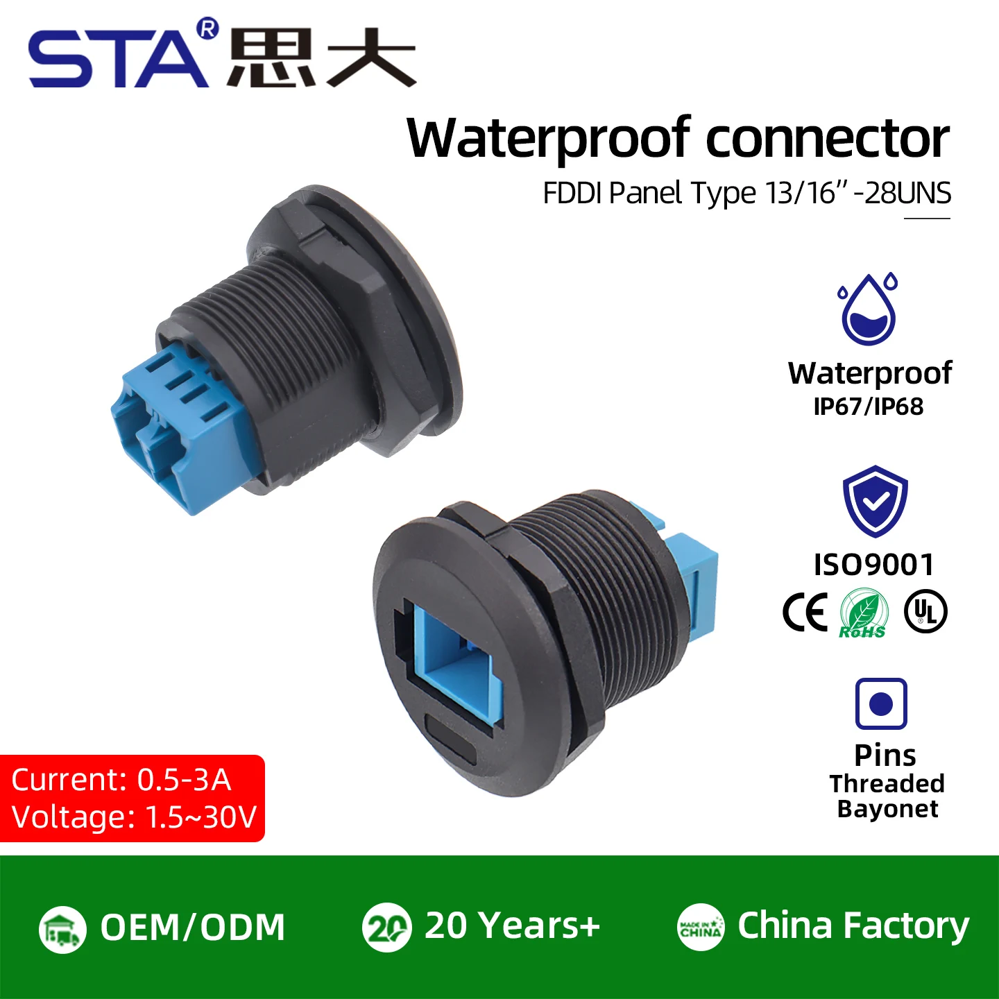 OEM/ODM EP HD Video IP67Waterproof Connector High‑Speed48Gbps Ultra‑HD4k120HZ Multimedia Interface Female To Female Round Socket