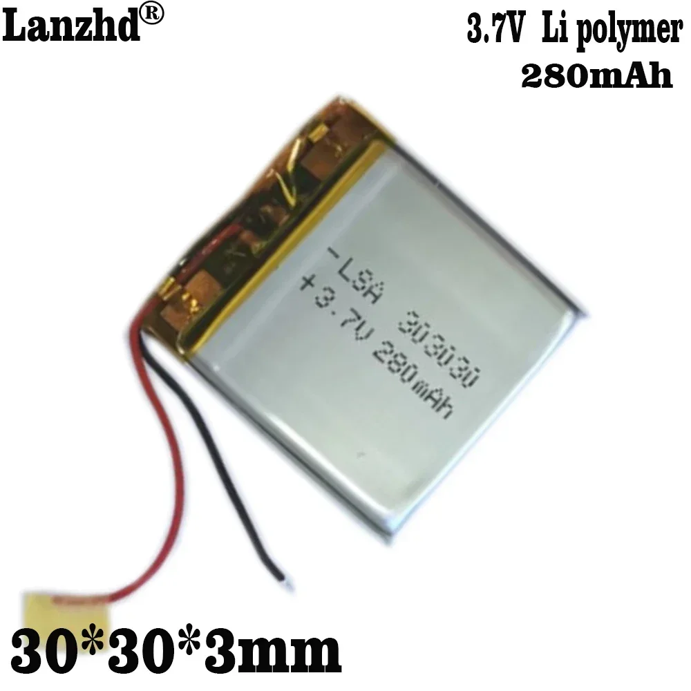 Batería de iones de litio de polímero li-po para monitoreo de dispositivos médicos, equipo digital inteligente usable, 1-12 piezas, 303030 Li, 3,7 V, 280mAh