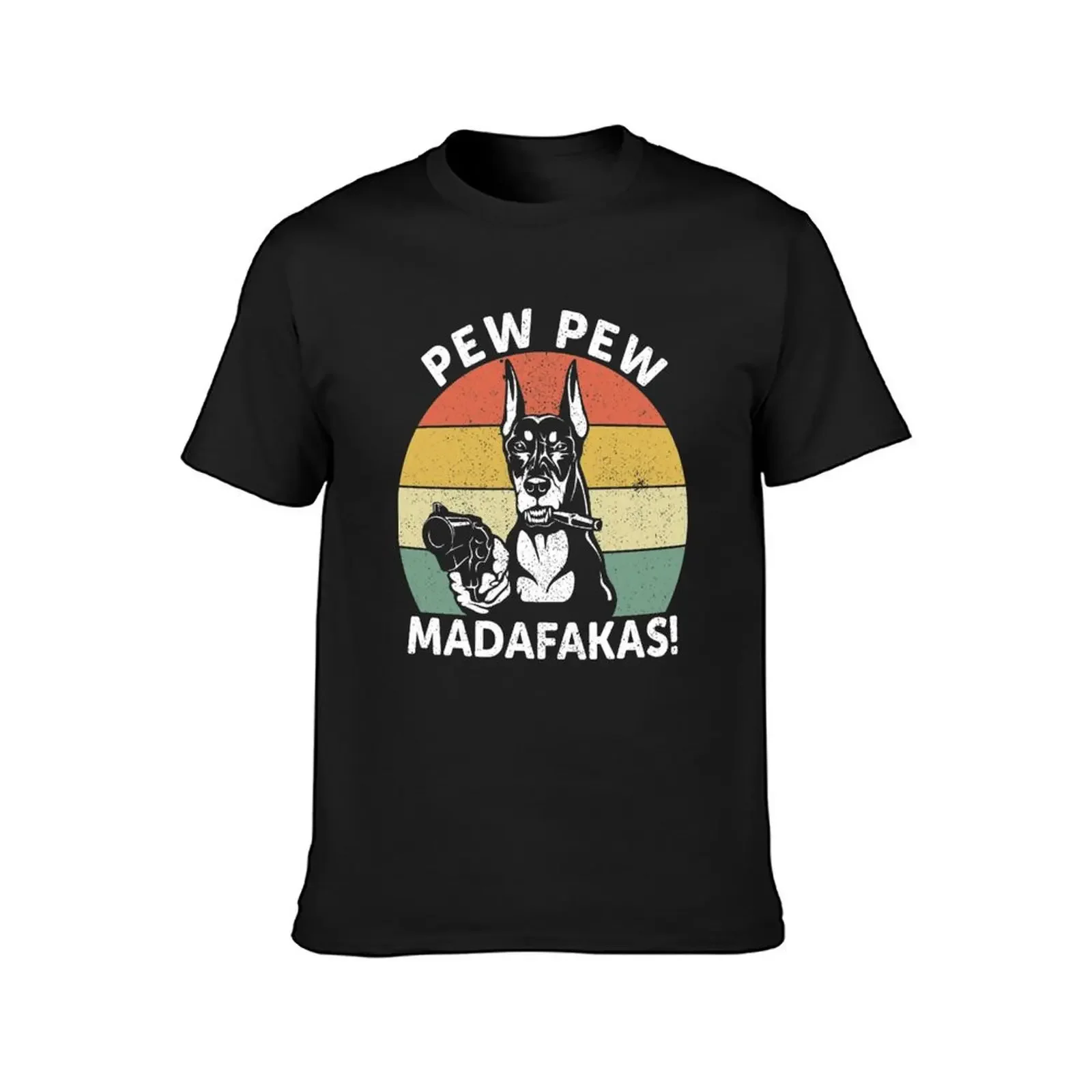 Doberman Dog Pew Pew Madafakas Crazy Pew Vintage T-Shirt graphic shirts oversized graphic tee shirt mens t shirt graphic