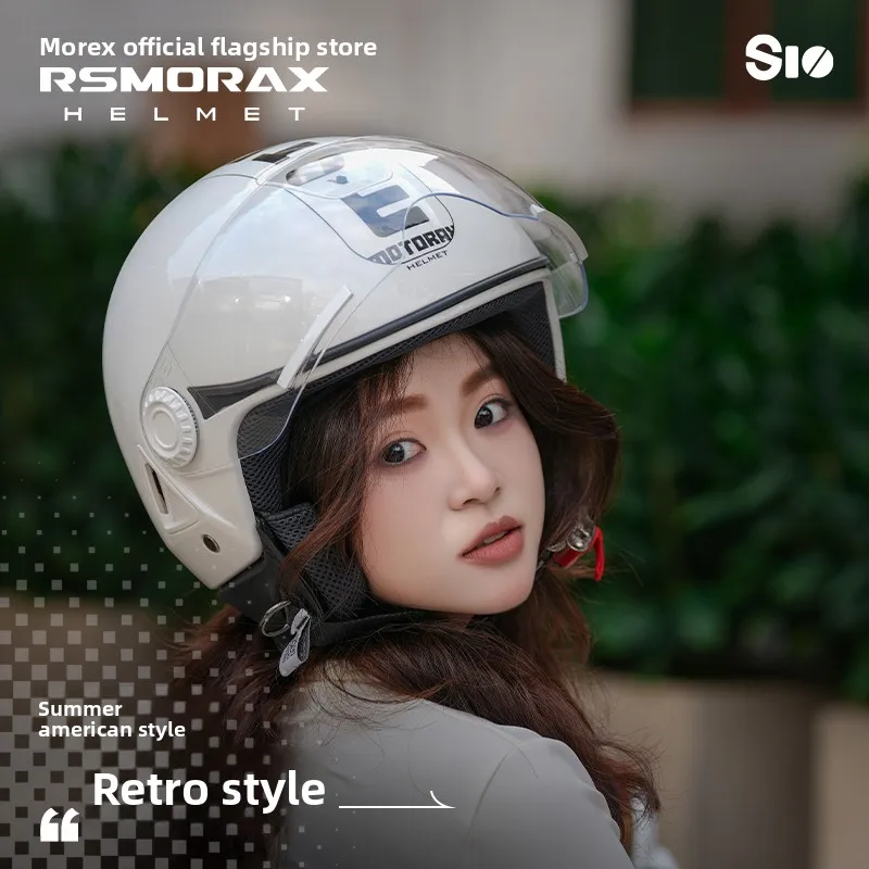 RSMORAX S10 Motorcycle Vintage Half Helmet Men and Women Summer Lightweight Cruise Pedal Electric Helmet Motorcycle Equipment