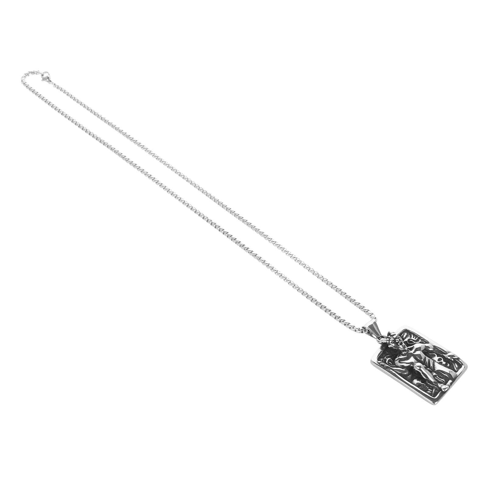 

Zircon Necklace Chain Demon Horns Stainless Steel Men Women Skull Tag Necklace Pendant Gothic Hip Hop Jewelry