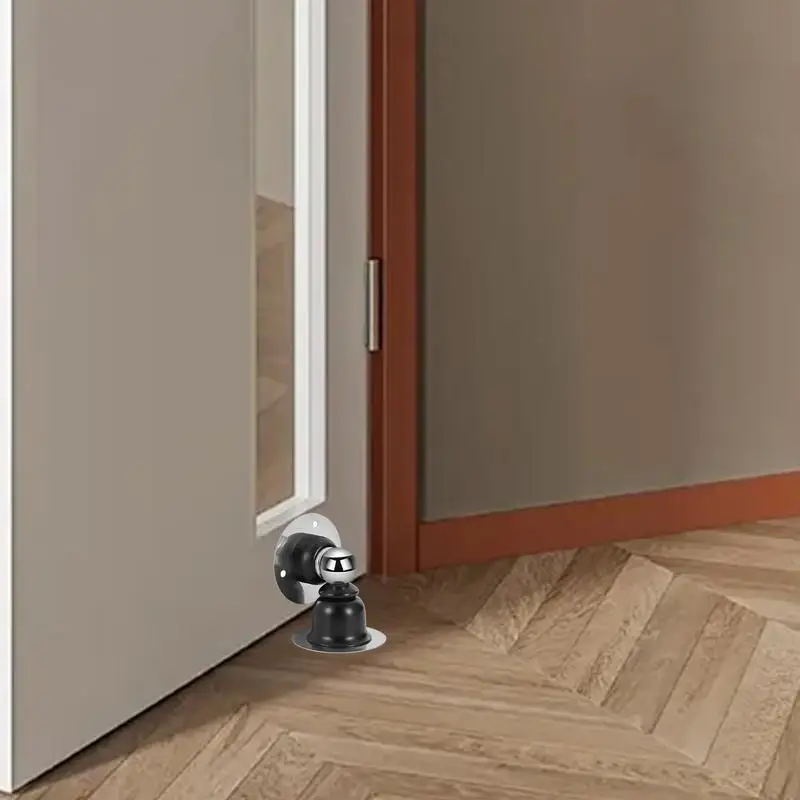 Door Stopper Damage-Free House Door Stopper Heavy Duty Door Holder Stops Wall Floor Mounting No Drill Adhesive & Screws Strong