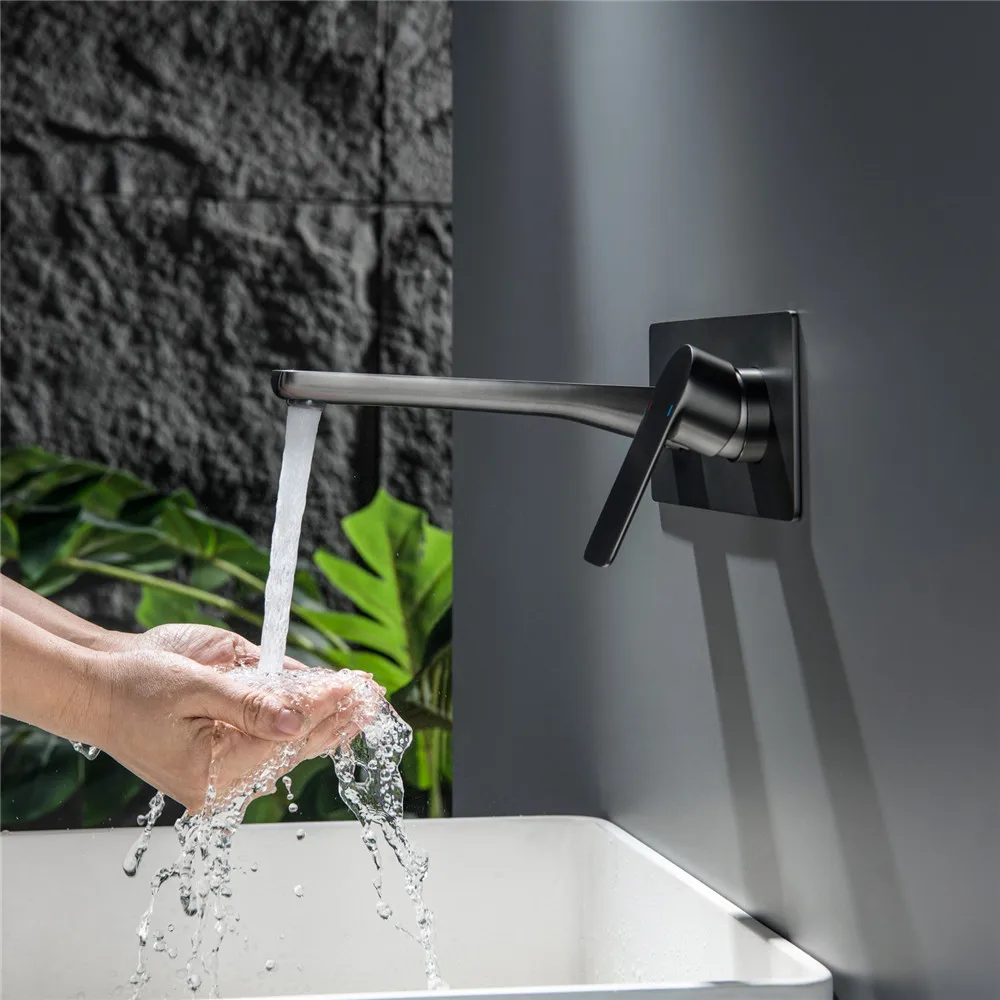 

Digital Display Grey Bathroom Faucet Copper Embedded Bathroom Basin Faucet Waterfall faucet Hot & Cold Lavotory Tap Water Faucet