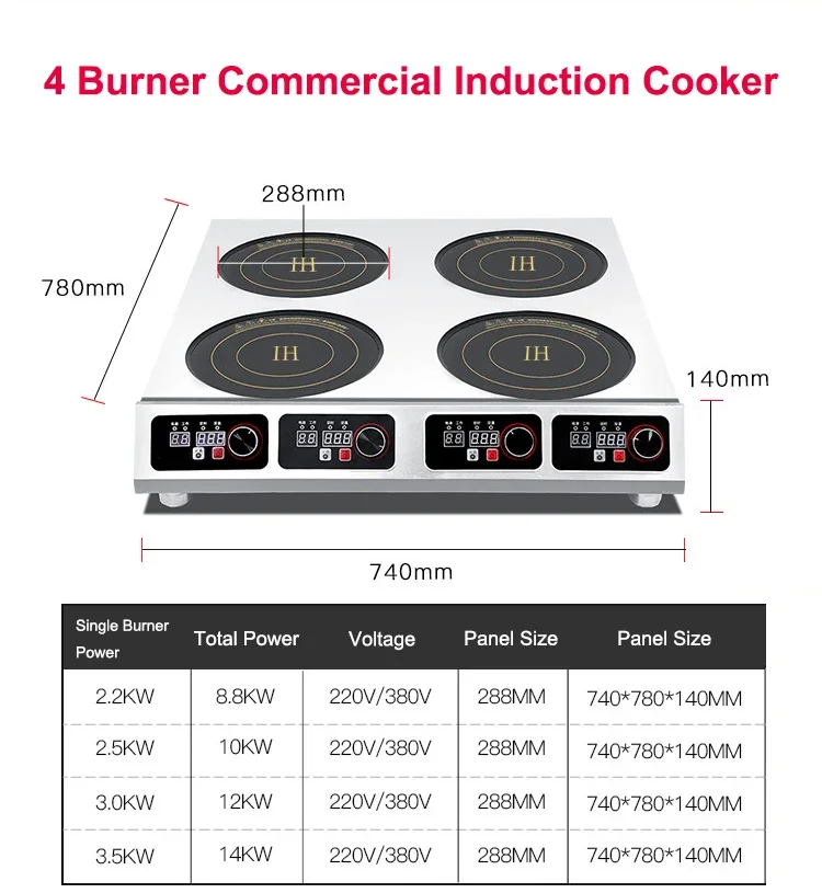 3 Years Warranty Direct Manufacturer  CE 3000W 4 Hob Cooktop 3.0 Kw Commercial Cooking Stove Electric Induction Cooker