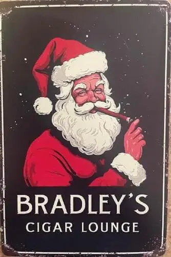 CIGAR  METAL TIN SIGN SANTA CLAUSE WITH CIGAR 
