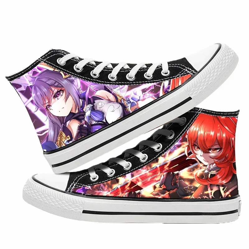 Холщовые туфли с принтом Game Genshin impact Klee Xiao, Чжун ли, тартаглия винти, высокие кроссовки для косплея, Повседневная модная обувь