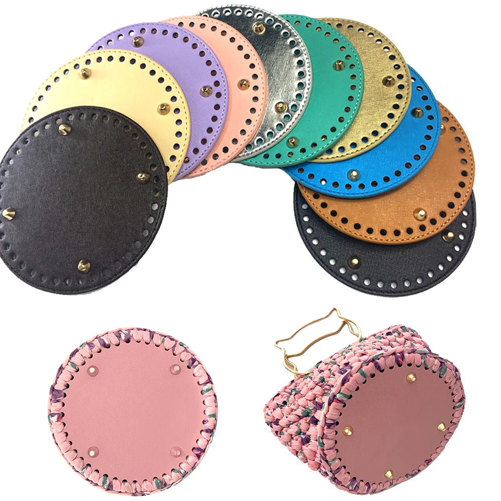 

1pcs Round Leather Bag Bottom Knitting Crochet Bags Pad Cushion Base for DIY Handbag Purse Crossbody Making Accessories 14cm