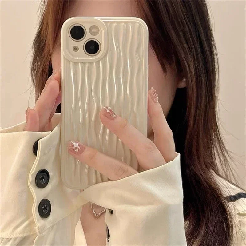 Soft Water Ripple Phone Case for IPhone 11 12 13 14 Pro Max X Xs XR Max 7 8 Plus SE 2020 2022 Candy Bumper Silicone Cover