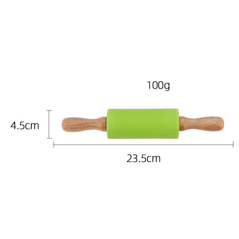 Silicone Rolling Pin Rotating Roller Rolling Pin Kitchen Wooden Handle Rolling Pin Dumpling Skin Pressing Flour Stick BakingTool