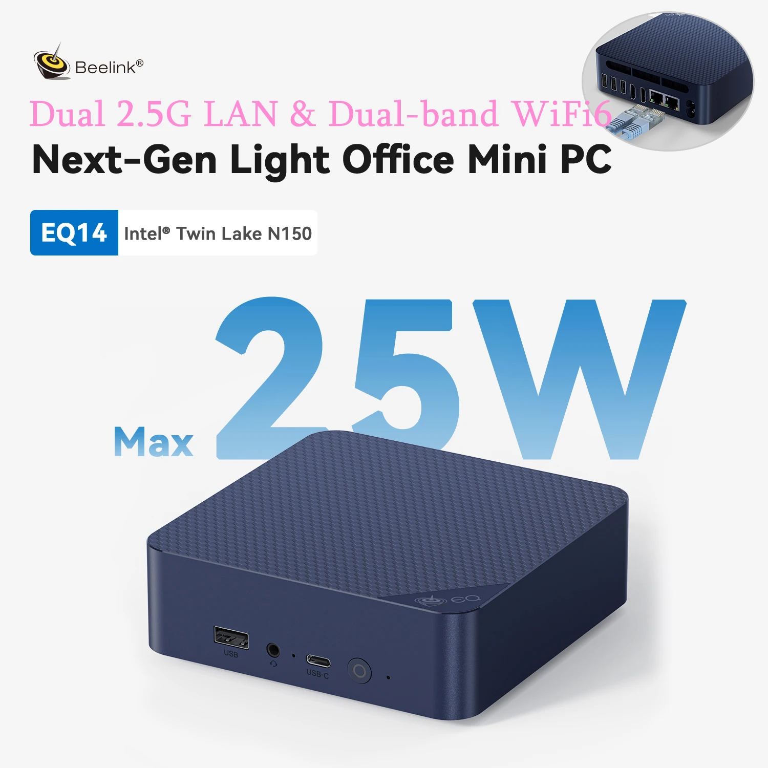 2025 كمبيوتر صغير جديد Beelink EQ14 Intel N150 Max Turbo 3.6 جيجا هرتز Windows 11 Pro DDR4 3200 ميجا هرتز Wifi6 Dual 2.5G LAN مكتب كمبيوتر مكتبي #1