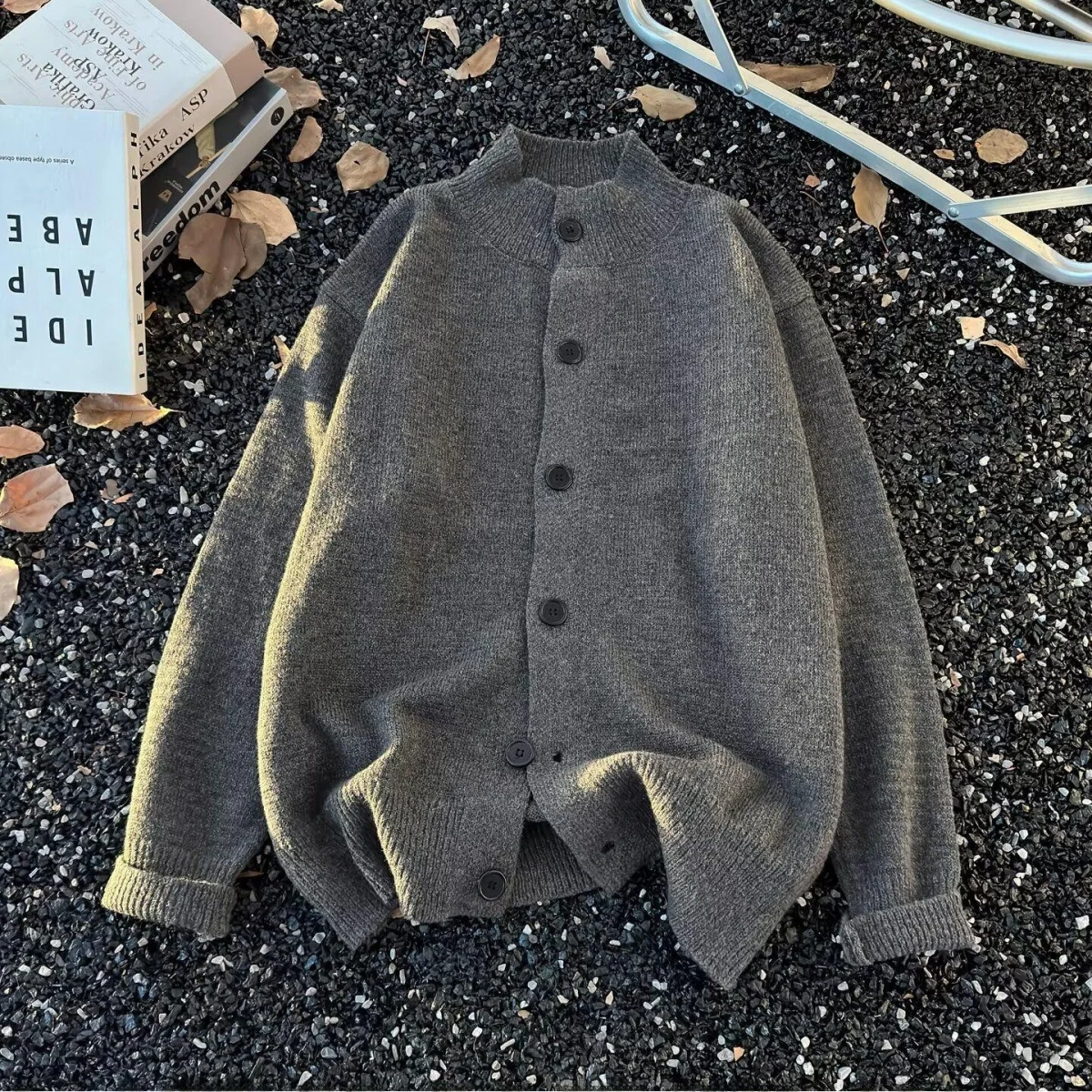 

Американский вязаный свитер с V-Ne, кардиган, мужской цветной повседневный свободный крой, зимняя верхняя одежда, полиэфирное волокно