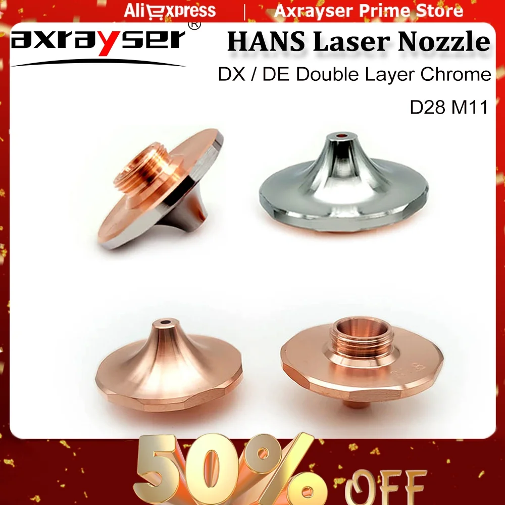 

HANS Laser Nozzles DX DE Double Layer Chrome Plated D28 M11 for CNC Fiber Cutting Machine Parts