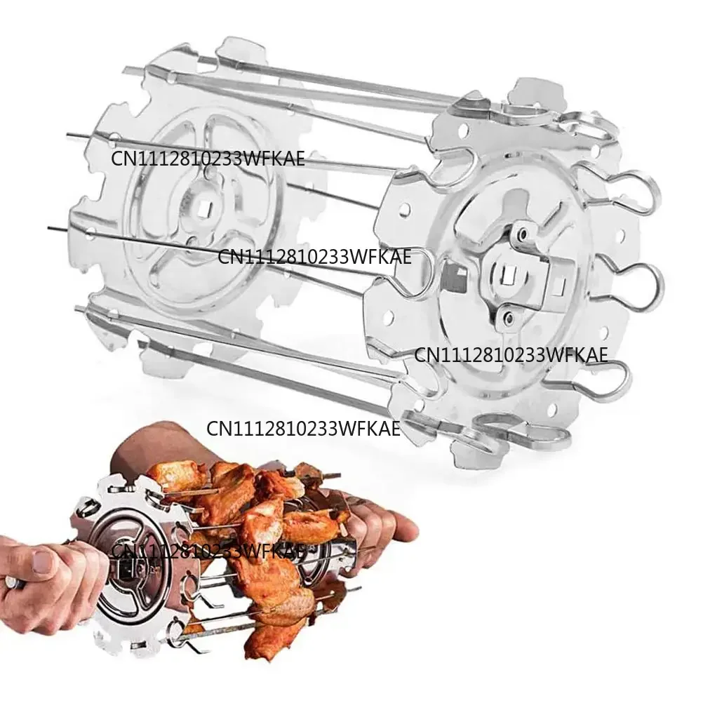 10 Skewers Stainless Steel Barbecue Kitchen Accessories Grill Cage Roaster Anti Stick Silver Easy Use and Clean for Camping BBQ
