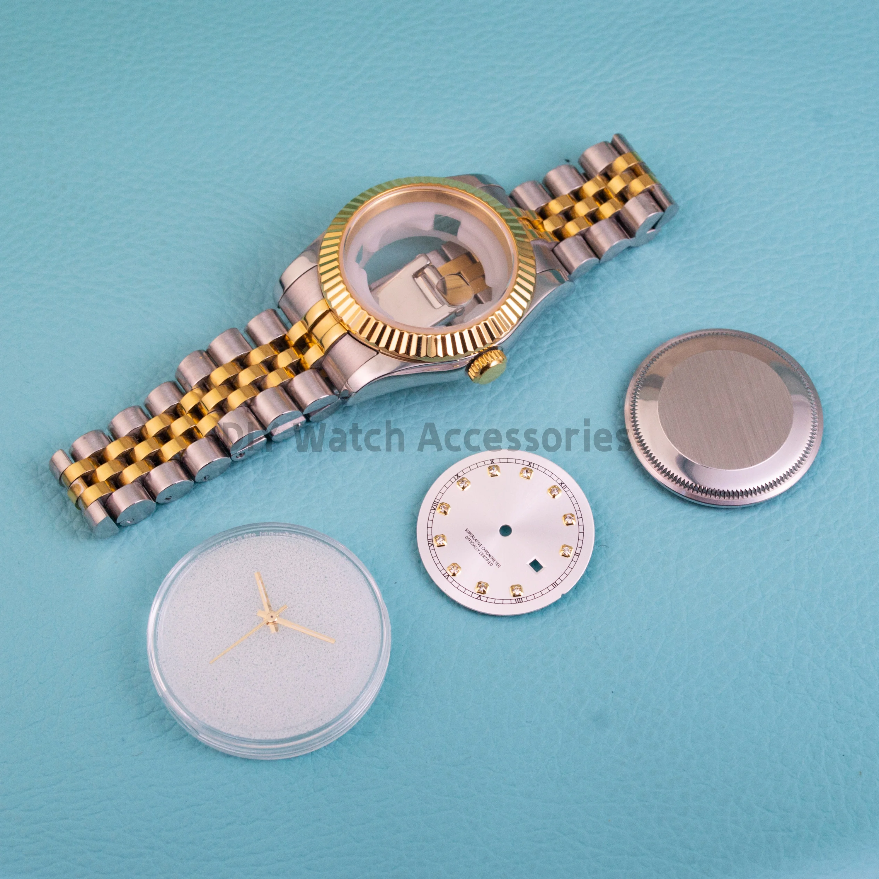 

33mm NH05 Case For NH05 NH06 Women's Gold Watch Case Stainless Steel Watch Case Dial Hands Sapphire Glass Waterproof Watch Case