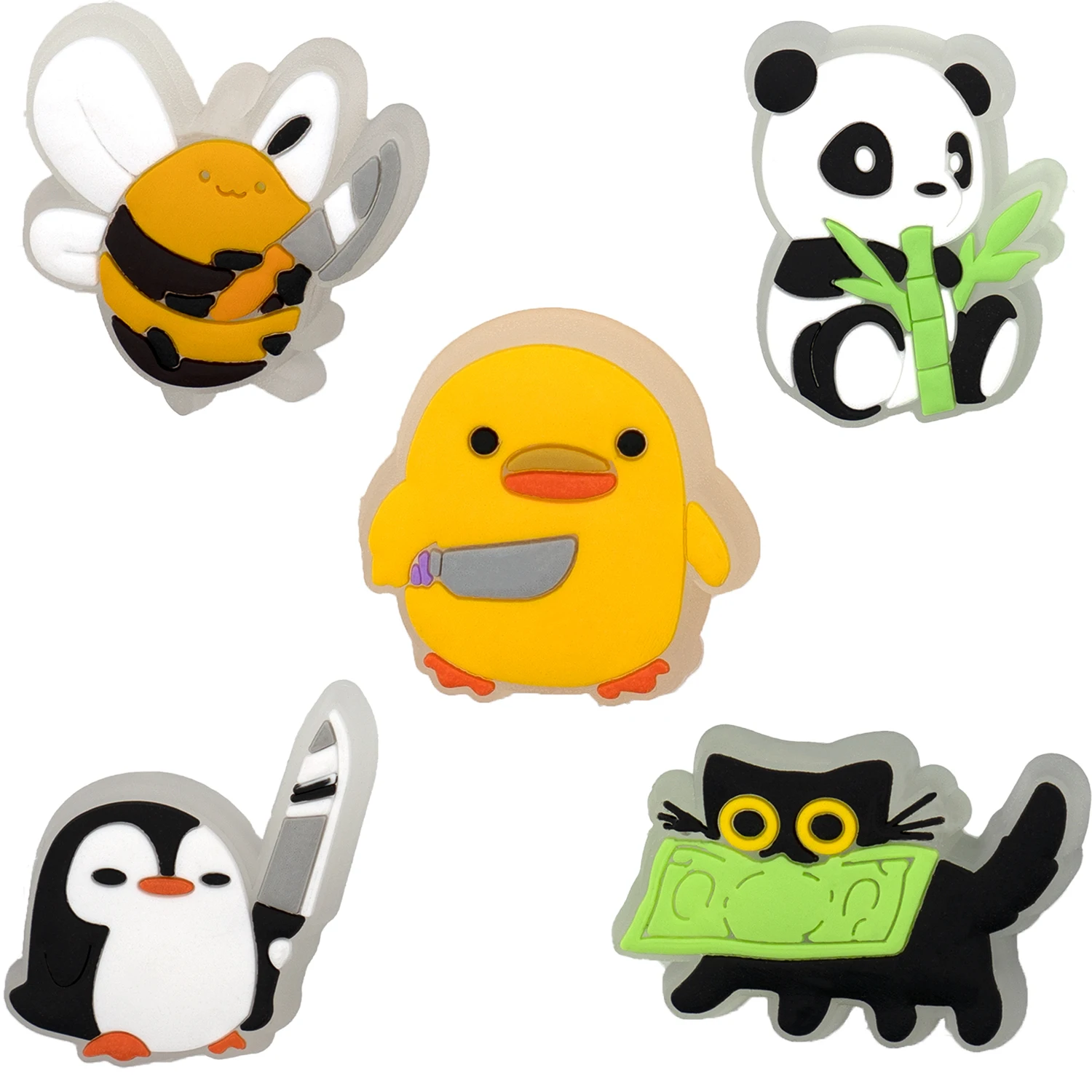 1 stücke LED Nette Tiere Schuhe Charms Lustige Ente Schwein Panda Katze Leuchtende Schuh Dekorationen Rosa Salamander Tintenfisch Clog Zubehör – Detail 33