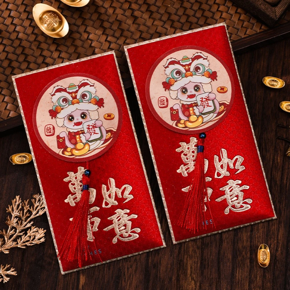 2 pcs 3D 2025 New Year Red Envelope the Chinese Zodiac Best Wishes Snake Year Money Envelope HongBao Blessing